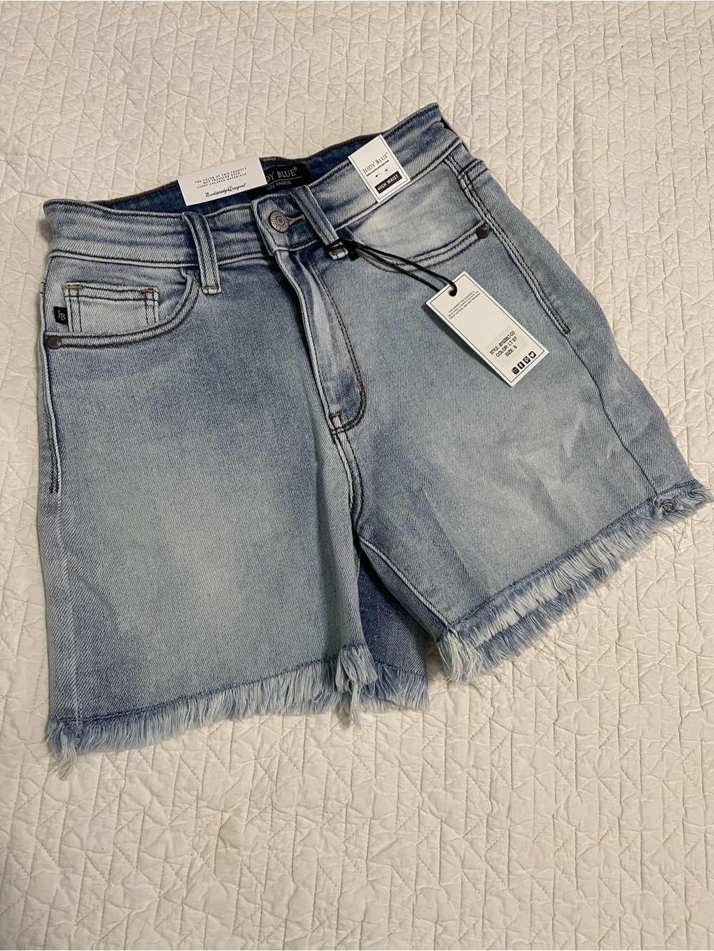 Judy Blue Light Wash Frayed Hem Denim Shorts